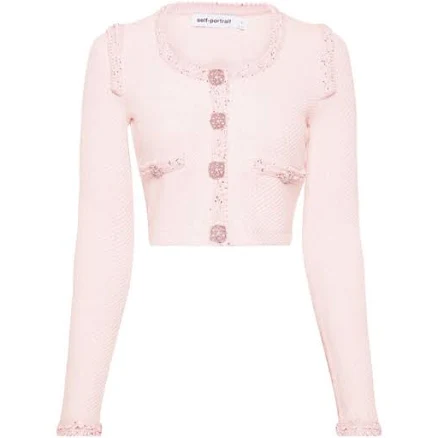 Self Portrait Women's Cropped Knit Cardigan