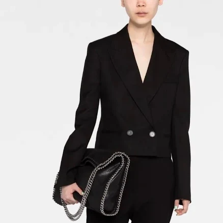 Stella Mccartney Black Cropped Double Breasted Blazer