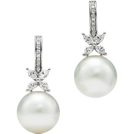 Tiffany Victoria Pearl and Diamond Earrings in Platinum