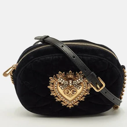 Dolce & Gabbana Women's Devotion Camera Velvet Shoulder Bag