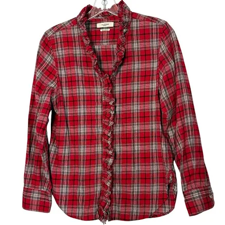 Isabel Marant Étoile Women's Dawden Plaid Ruffle Button-Down Shirt