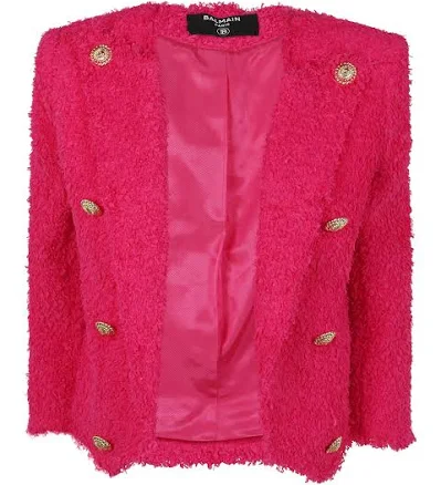 Balmain 8-button Tweed Spencer Women Jacket - Red