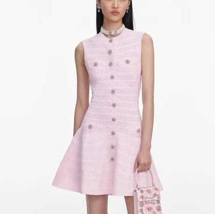 Self-portrait Pointelle Diamante Knit Dress