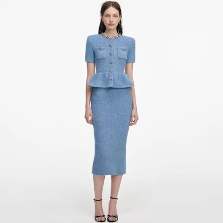 Self Portrait Knit Peplum Midi Dress