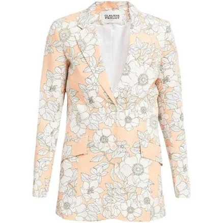 Claudie Pierlot Linen Blazer Pink Floral Size 40 FR