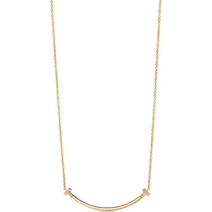 Tiffany T Smile Small Pendant Gold with Diamonds