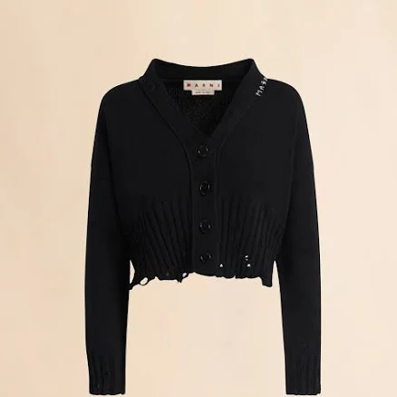 Marni Black Cotton Cropped Women Cardigan