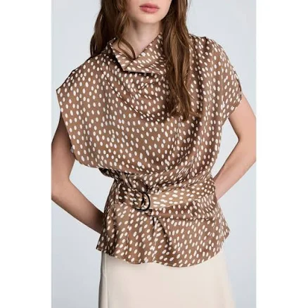 Kenneth Cole Women's Belted Drape Neck Top