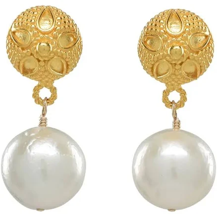Sea Lustre Gold Pearl Drop Earrings