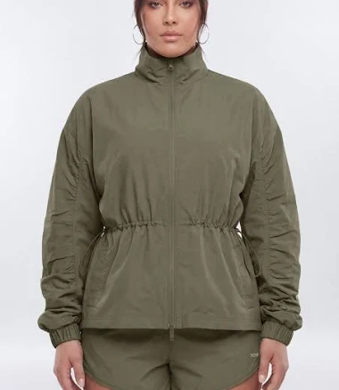 Fashion Nova Women's CoreNylon Ruched Mock Neck Jacket