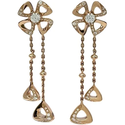 Bvlgari Women's Fiorever 18K Rose Gold Diamond Drop Earrings
