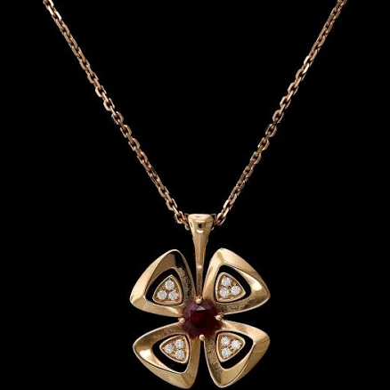 Bulgari 18K Rose Gold Estate Ruby and Diamond 'Fiorever' Necklace