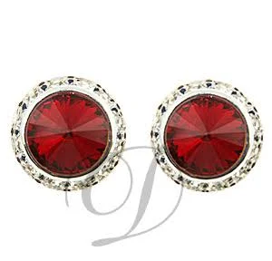 #12535 11mm Rondel with Rivoli Button Earrings Women's