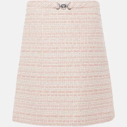 Versace, Tweed miniskirt, Women, Pink, US 2, Skirts, Cotton blend