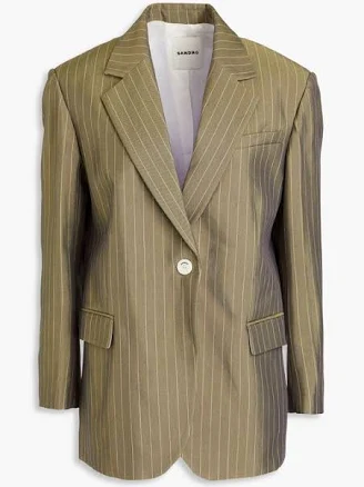 Sandro Women's Pinstriped Twill Blazer - Green - Formal jackets