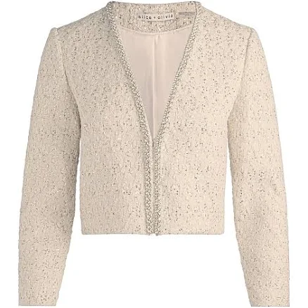 Alice + Olivia Women's Kidman Embellished Tweed Cropped Jacket