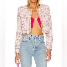 Alice + Olivia Kidman Tweed Cropped Jacket