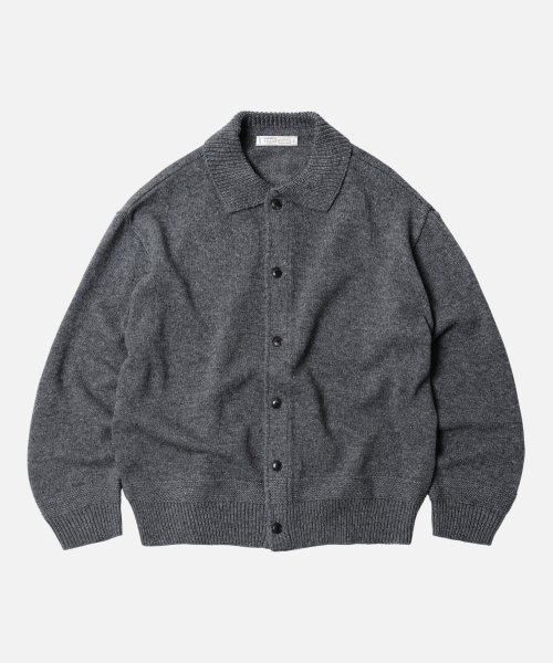 WOOL KNIT CARDIGAN JACKET _ CHARCOAL