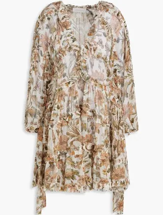 Womens Zimmermann Chintz Billow Frill Mini Dress