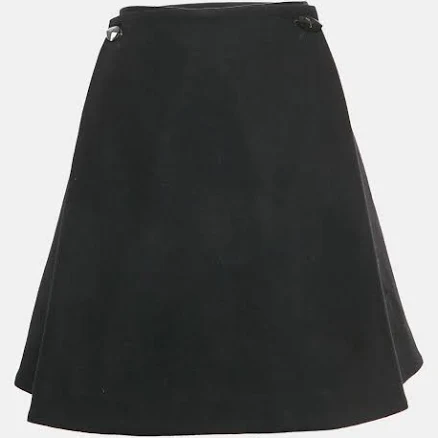 Alexander McQueen Black Felt Pleated Mini Skirt S