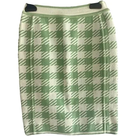 Alaïa Green Houndstooth Knit Mini Skirt Size XS