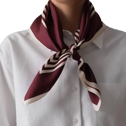 lescarf Striped Wine Red Silk Scarf Womens