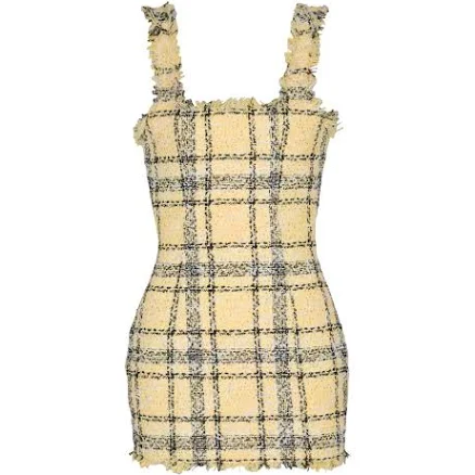 Balmain Women's Check Glitter Tweed Mini Dress