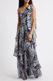 Amara Floral One-Shoulder Gown