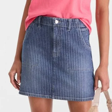 On 34th Women's Striped Denim Mini Skirt