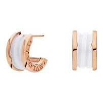 Bvlgari Women's B.zero1 18K Rose Gold & White Ceramic Hoop Earrings
