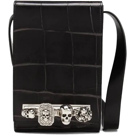Alexander McQueen Men's Skull Leather Crossbody Bag