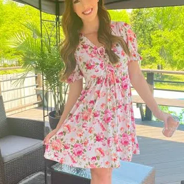 Floral Print Ruched Dress