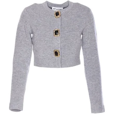 Self Portrait Cropped Wool Cardigan