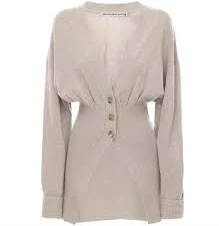 Alexander Wang smocked waist cardigan LIGHT OATMEAL MELANGE M