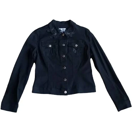 Blumarine Black Cotton Jacket With Butterfly Embellishment Size 42 IT