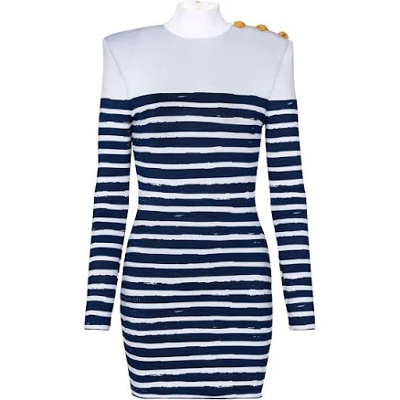 Balmain Striped-Print Mini Dress