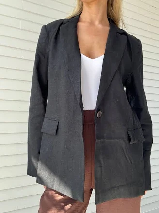 Single Button Linen Blazer