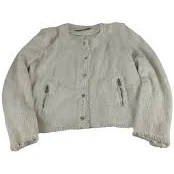 IRO Cream Blazer Fringe Zipper Pockets Chrome Buttons Zipper Closure Size 44