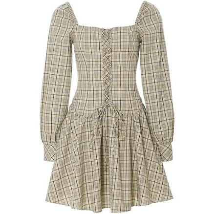 SINCETHEN Square-Neck Lace-Up Mini Dress
