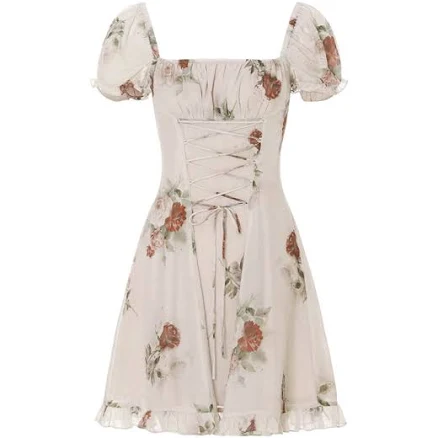 SINCETHEN Antique Lace-Up Mini Dress