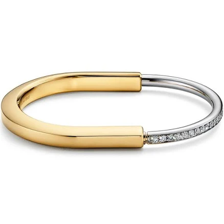 Tiffany Lock Bangle White Gold with Half Pavé Diamonds