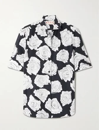 Marni Floral-print Cotton Shirt - Women - Black Tops - XS