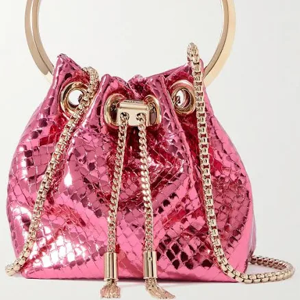 Jimmy Choo Women's Bon Bon Micro Metallic Bucket Bag