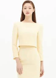 Wool Silk Boat Neckline Crop Top