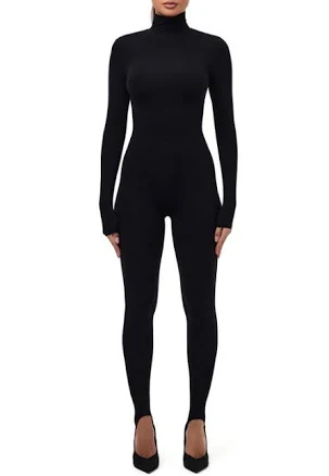 Naked Wardrobe Women's Long Sleeve Stirrup Jumpsuit
