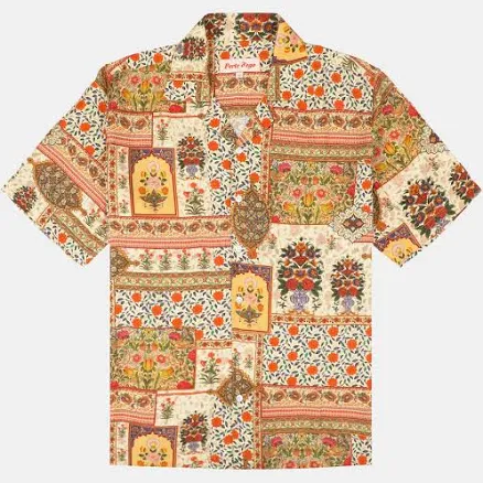 Perte D'ego Men's Vintage Patchwork Cuban Collar Shirt