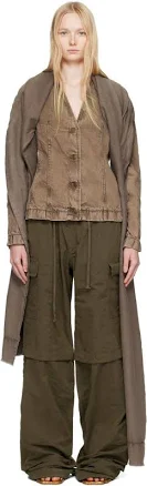 Masha Popova SSENSE Exclusive Brown Asymmetric Scarf Denim Jacket - XS