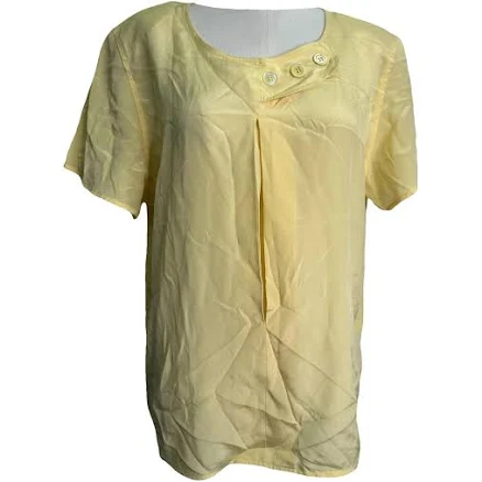 Valentino Garavani Yellow Silk Short Sleeve Top Size L International