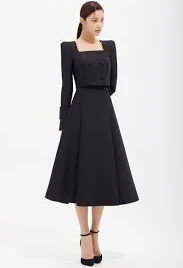 Wool Silk Pleats Flare Skirt