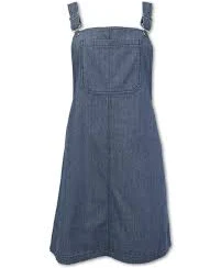 Pinstripe Denim Overall Dress